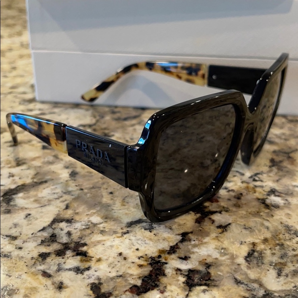 Prada Polarized Black and Tortoise Sunglasses